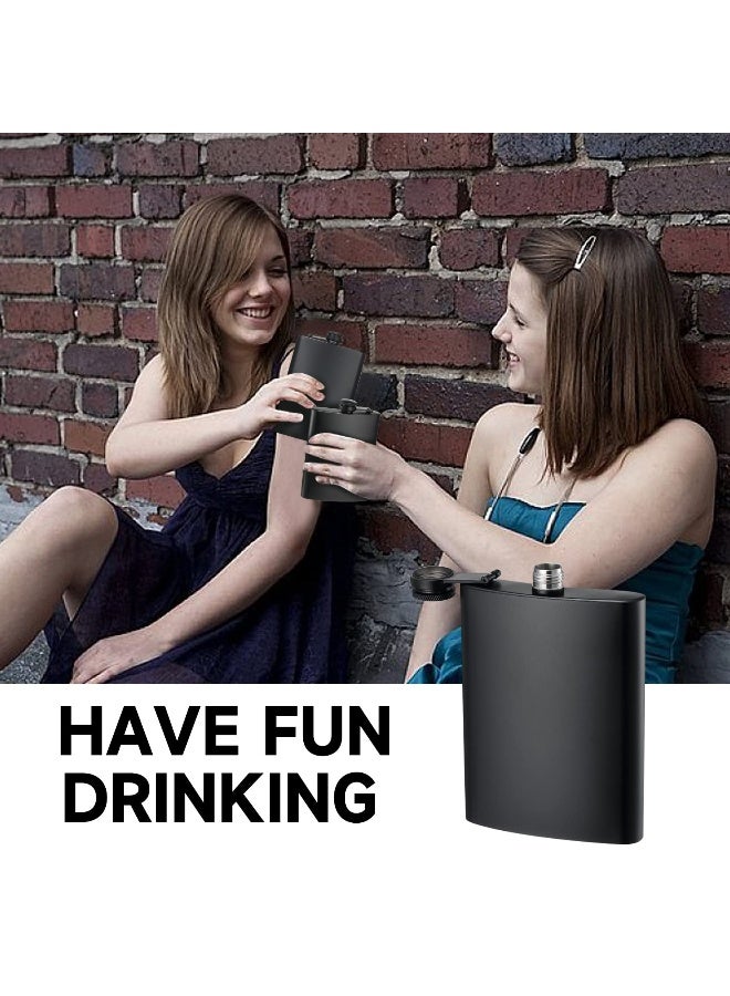 KABUDA 2 Pack Hip Flasks for Liquor, 8 Oz & 12 Oz Stainless Steel Leakproof Thin Flasks with Funnel for Men & Women (Matte Black) - Image 5
